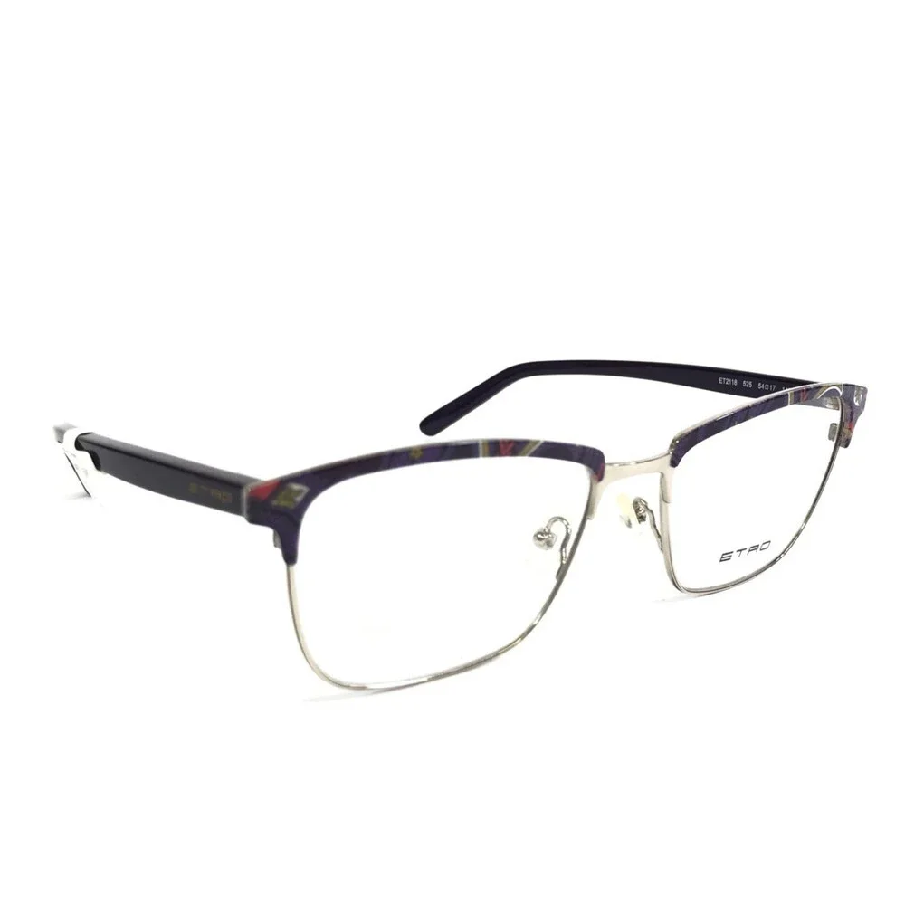 Etro Eyeglasses Frames ET2118 525 Purple Paisley Silver Cat Eye 54-17-140